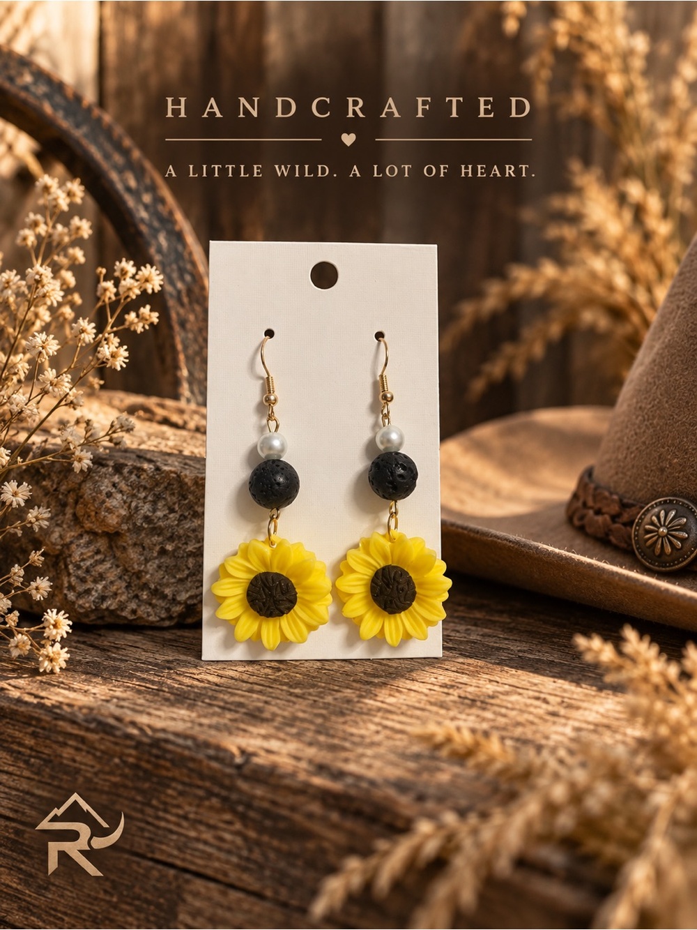🌻Handcrafted Yellow Sunflower Dangle Earrings